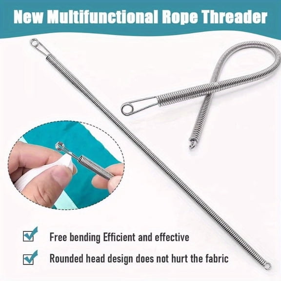 Multi-Purpose Drawstring Threader Tool, Flexible Needle Threader & Loop Turner Sewing Tool for Elastic Bands, Webbing & Sewing Projects