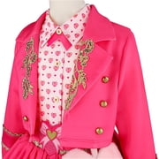 Guvpev Halloween Princess Costume for G'irl's, Pink Princess Dress with Jacket, Belt & Heart Bag, Halloween Cosplay Party Outfit & Fancy Dress Up