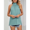 thumbnail image 4 of Spencer Women's Sleeveless Tie Halter Neck Summer Tops Loose Casual Tank Top Blouse Shirts Sexy Plain T-Shirts "Green,XL", 4 of 5