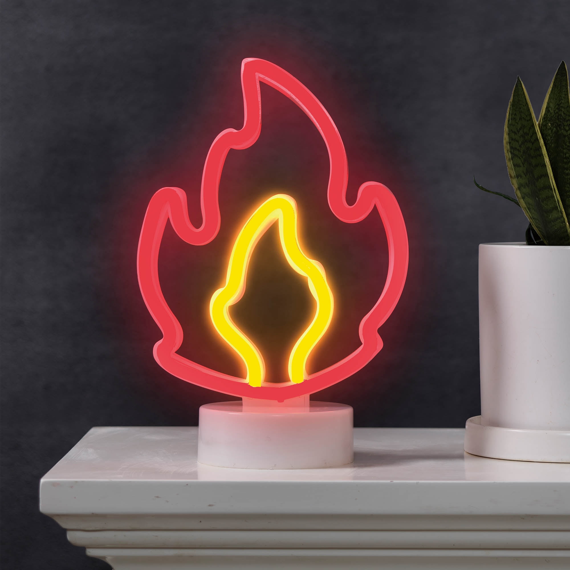 EZ-Illuminations Battery Operated Red LED Neon-Style Flame Light, with Built-in Timer