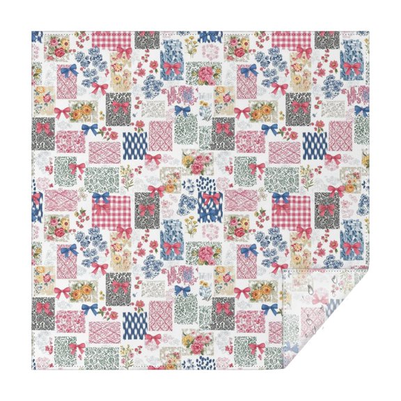 Pioneer Flower Floral Print Pattern Square Tablecloth, Waterproof Wipeable Spillproof Washable Table Cover for Home Kitchen Party and Daily Decor 60"x60"