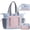 Blue & Pink, variant on Tote Bag for Women, Lightweight Quilted Handbags with Compartments, Puffer Tote Bag for Work Travel Nurse School Daily Travel Gym (Cream & Brown)
