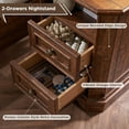 thumbnail image 5 of OKD Farmhouse Nightstand with Charging Station, End Table with 2 Drawers for Living Room, Side Table, Brown, 5 of 7