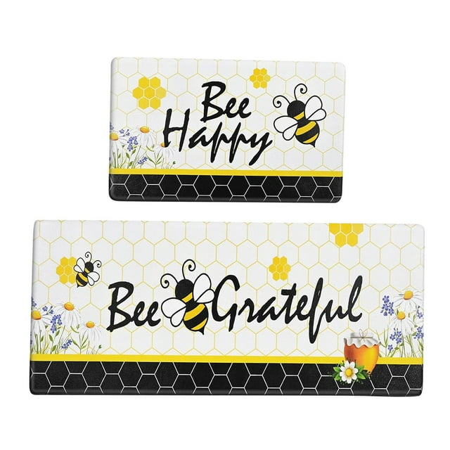 Binwennn Carpets And Rugs 2pcs Beee Festival Doormat Kitchen Rugs Sunflower Grateful Hooney Beee Mats Decoration Carpet Summer Kitchen Comfortable Mat Home Holiday Floor Mat 16x24