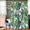 thumbnail image 6 of Tropical Botanical Shower Curtain Set with Hooks, Nature Palm Leaf Monstera Waterproof Fabric Bathroom Curtains Decor Home Accessories,72X 96 Inch Extra Long, 6 of 9