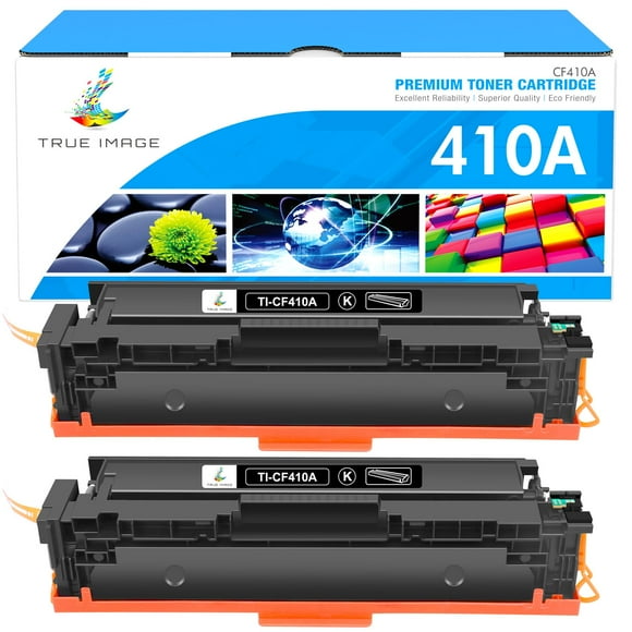 TRUE IMAGE Cartouche de Toner Compatible de Remplacement pour HP 410A CF410A CF410X 410X Color Pro MFP M477fnw M477fdw M477 M452dn M452nw M477fdn M452dw M452 M377dw Imprimante Encre (Noir, Lot de 2)