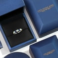 thumbnail image 5 of Gem Stone King 925 Silver and 10K Yellow Gold Simulated White Opal and Blue Created Sapphire Wedding-Bands Ring for Women | 1.25 Cttw | Round Cabochon 4MM | Gemstone October Birthstone | Size 7, 5 of 6