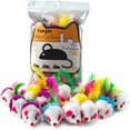 thumbnail image 1 of HSHDLDF 20 PCS Furry Cat Toys Squeak Mouse Rattle Mice Cat Catcher Pet Toys with Feather Tails (Random Color), 1 of 7