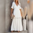thumbnail image 5 of IBTOM CASTLE Women's Sexy Deep V Neck Boho Dress Lace Floral Ruffle Wedding Bridesmaid Cocktail Party Long Maxi Dress XL White-5, 5 of 8