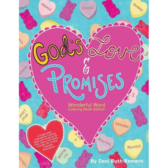Wonderful Word God's Love & Promises - Single-sided Inspirational Coloring Book with Scripture for Kids, Teens, and Adults, 40 Unique , (Paperback)