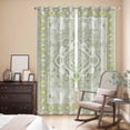 thumbnail image 3 of Sage Green Kitchen Curtains 84 Inch Length, Boho Retro Decorative Abstract Floral Ethnic Grommet Top Bedroom Living Room Curtains, Light Filtering Cafe Curtain Drapes 2 Panels Set 84''x84'', 3 of 9
