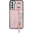 thumbnail image 4 of Samsung Galaxy S21 Case with Card Holder for Women, Samsung Galaxy S21 Phone Case Wallet with Credit Card with Ring Kickstand Zipper Slim Stand Case - Rose Gold, 4 of 14