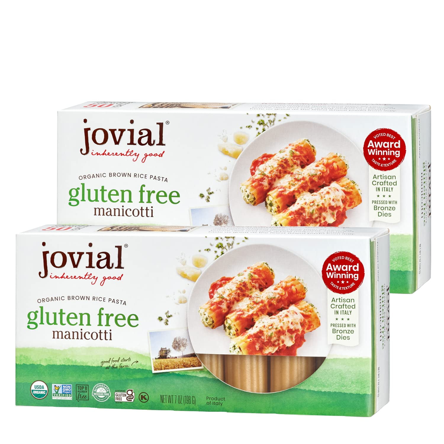 Jovial Manicotti GlutenFree Pasta Whole Grain Brown Rice Manicotti