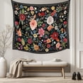 thumbnail image 5 of Watercolor Flowers Tapestry for Bedroom Wall Hanging Tapestry, Farmhouse Floral Vintage Black Ceiling Backdrop Tapestries Poster Blanket Wall Decor for Teens Room Living Room Dorm 39" x 59", 5 of 8
