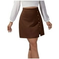 thumbnail image 2 of Prix Réduit, Mode Femmes Bouton Fermeture Éclair Taille Haute Serrée Jupe Courte Rétro Plissée Design Vintage Inspiré, Taille Haute avec Bouton Fermeture Éclair Détail et Ajustement Plissé, 2 of 9