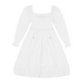 thumbnail image 6 of KOMOO Women A-Lined Dress Square Neck Pleated Lacing Mini Dress Elastic High Waist Skirt, 6 of 9