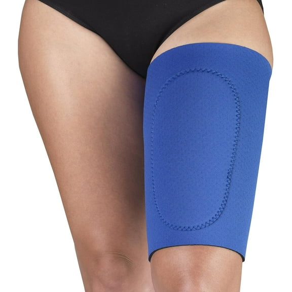 OTC Neoprene Thigh Support with Oval Pad, Thigh Sleeve for Men and Women, Blue, Large