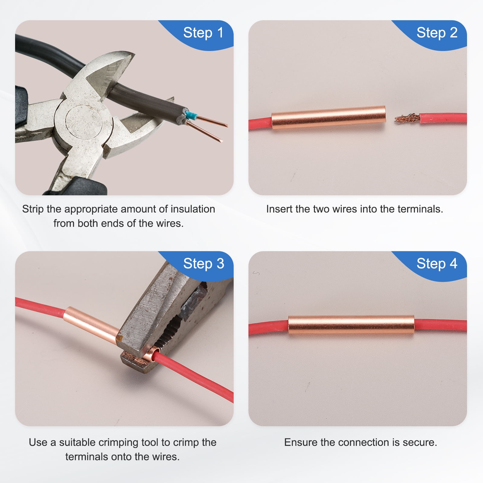 Uxcell Red Copper Non Insulated Butt Connectors, GT-240 240mm Butt Connectors Crimp Wire Crimps Terminals Fittings for Wire Connection Hardware Supplies, Silver Tone