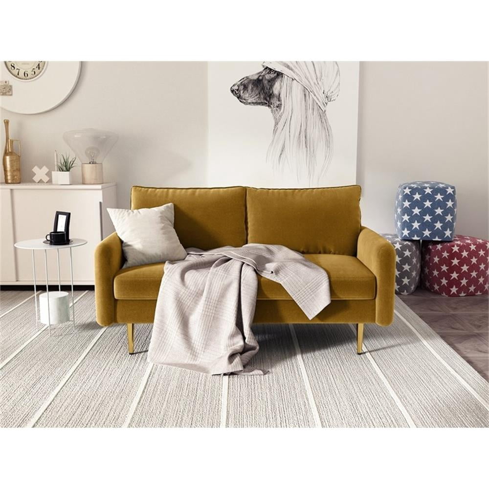 Kingway Furniture Almor Velvet Living Room Loveseat in Ginger