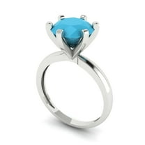 3ct round cut turquoise 18k white gold Bridal Wedding Engagement Promise Anniversary Ring for Women size 5.5