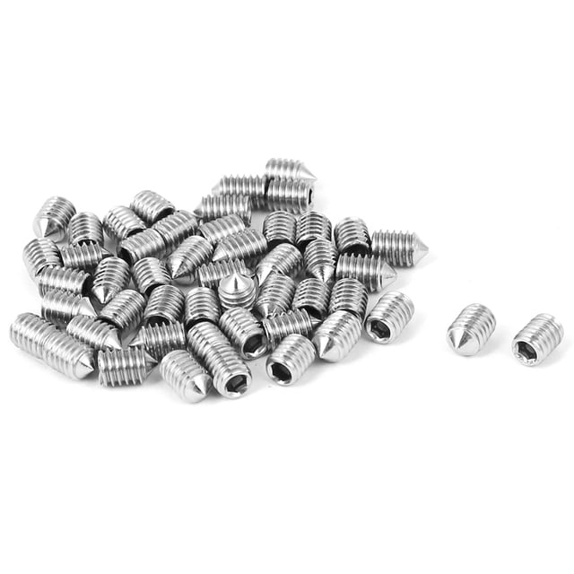 Tornillos de punta cónica de acero inoxidable M4x6mm, juego de tornillos de socket hexagonal, 50 piezas