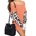 thumbnail image 2 of Gvmfive Women Off The Shoulder Leopard Long Sleeve Stitching Casual Loose Tops, M, 2 of 5
