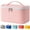001 Pink, variant on Makeup Bag Portable Travel Cosmetic Bag for Women, Beauty Zipper Makeup Organizer PU Leather Washable Waterproof