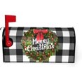 thumbnail image 2 of Merry Christmas Mailbox Covers Magnetic Christmas Outdoor Decorations Welcome Mailbox Wraps Buffalo Plaid Holly Wreath Post Letter Box Cover Garden Decor Standard Size 18" X 21", 2 of 6