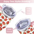 thumbnail image 5 of 40oz Cute Red Strawberry Stainless Steel Flip Straw Tumbler Spill Proof Travel Cup Double Wall Vacuum Insulated Coffee Mug with Top Handle, 5 of 6