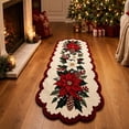 thumbnail image 3 of Christmas Runner Rug, 47.2 Inch Poinsettia Floor Mat, Holiday Decoration for Hallway Entryway Fireplace S, 3 of 6