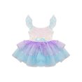 thumbnail image 3 of TiaoBug Kids Girls Swan Lake Performance Dance Costume Sequins Ruffle Sleeve Ballet Dance Tutu Dress Light Blue 16, 3 of 7