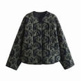thumbnail image 1 of Veste Matelassée Imprimée Surdimensionnée pour Femmes Manteau Rembourré Décontracté Vert P, 1 of 8