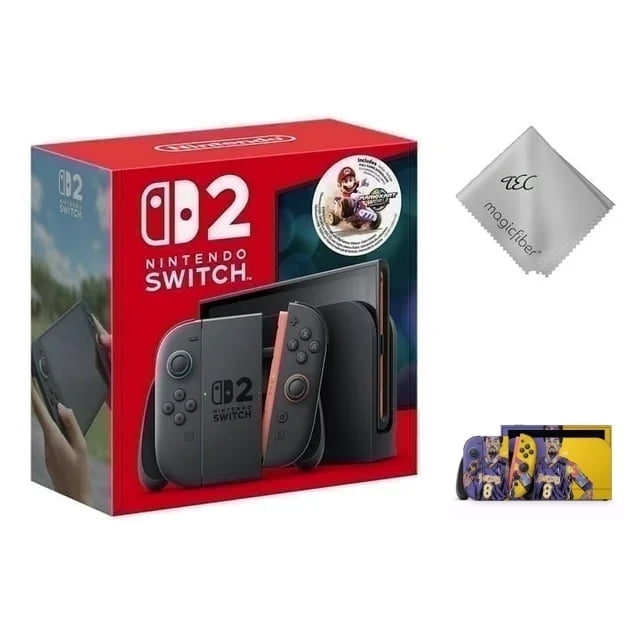 New TEC Nintendo Switch 2 (2025 Model) with Mario Kart World + MightySkin Custom Themed Console Skin for Enhanced Style & Protection