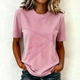 thumbnail image 2 of Women's Relaxed Fit Round Neck Short Sleeve Printed T Shirt Blouse Comfy Breathable Work Casual Daily Wear | CSEONE,Pink XL, 2 of 7