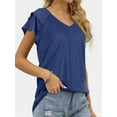 thumbnail image 6 of Womens Causual V Neck Short Sleeve Shirts Loose Tops Office Business Casual Blouses Dressy Shirts, 6 of 6