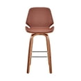 thumbnail image 6 of Armen Living Indoor Arabela 26" Brown Faux Leather and Walnut Wood Swivel Bar Stool, 6 of 11