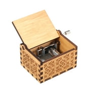 Wood Music Box Mini Vintage Engraved Hand-Operated Musical Box Birthday Christmas Valentine's Day Exquisite Gift