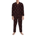 thumbnail image 3 of Naloa Red Snake Men’s Pajamas Set - Long Sleeve Button Down Sleep Shirt and Pajama Bottoms Sleepwear Set-Large, 3 of 7