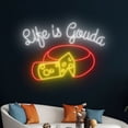 thumbnail image 2 of Handmadetneonsign Life is Gouda Neon Sign, Cheese Neon Led Wall Art Decor, Cheese Kitchen Wall Decor, 2 of 3