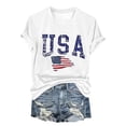 thumbnail image 2 of Bovemsi Women's V Neck American Flag Graphic Tee - Casual 4Th of July Patriotic T-Shirt for Women, White, XXL, 2 of 3