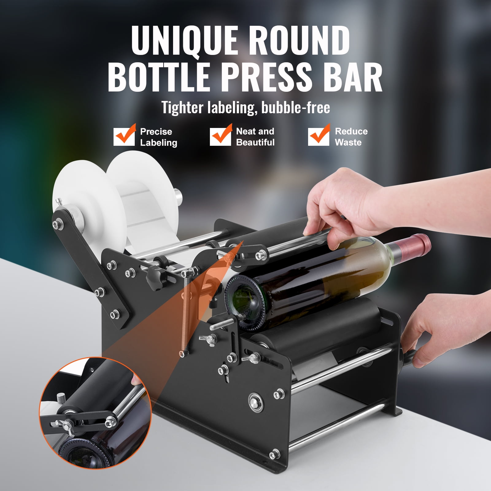 KFFKFF Manual Round Bottle Labeling Machine Label Applicator 15-20 Bottles/min