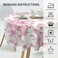 thumbnail image 4 of Pink Floral Tablecloth Round 70 x 70 Inch Chinoiserie Flowers Table Cloth Polyester Fabric Vintage Spring Summer Farmhouse Table Cover for Kitchen Party Dining Picnic Outdoor Decor, 4 of 6