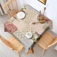 thumbnail image 2 of Pioneer Flower Floral Print Pattern Square Tablecloth,Waterproof Square Table Cover,Wipeable Spillproof Washable Table Cover for Home Kitchen Party Decor 60"x60"(152x152cm), 2 of 6