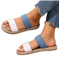 thumbnail image 3 of RXMEKW Flat Beach Sandals with Color-Block Webbing for Women, Plus-Size Casual Shoes with Thick Rope-Sole for Spring and Summer, Lightweight Comfortable Slide Sandals, 3 of 5