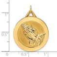 thumbnail image 2 of FJC Finejewelers 14 kt Yellow Gold Polished and Satin Solid Praying Hands Disc Charm 30 x 23 mm, 2 of 6
