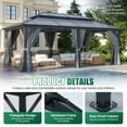 thumbnail image 3 of Clouddwell 12'x20' Hardtop Gazebo - Polycarbonate Double Roof with Netting & Curtains for Patio, Garden Sun Protection,Gray, 3 of 6
