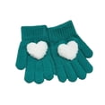 thumbnail image 2 of YUNAFFT Kids Solid Color Finger Gloves Heart Design Outdoor Warmth Playful Style, 2 of 3
