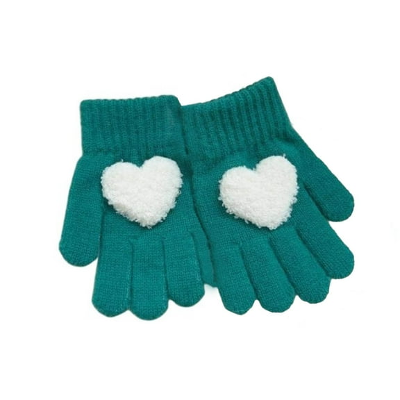 ZACPNCV Kids Winter Gloves for Boys Girls Warm Wool Lined Gloves Toddler Thermal Knitted Mittens Green Free Size