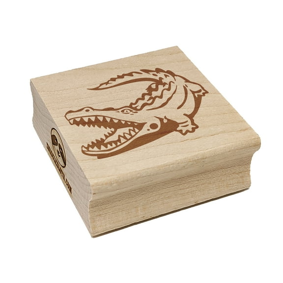 Alligator Crocodile Basking With Jaws Open Square Rubber Stamp Stamping Scrapbooking Crafting - Small 1.25in