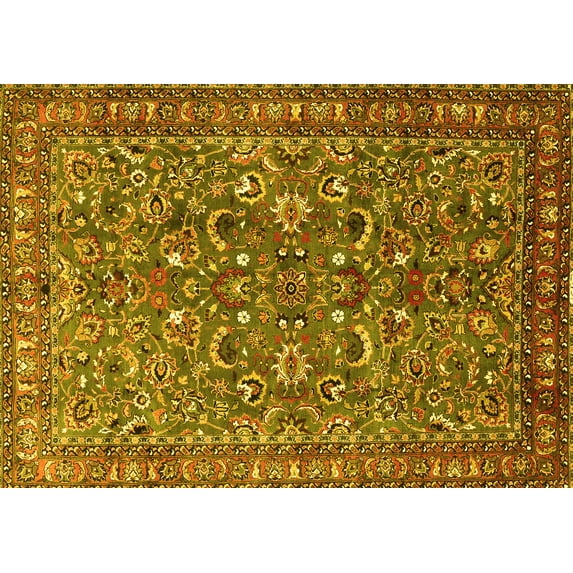 Ahgly Company Indoor Rectangle Persian Yellow Traditional Area Rugs, 2' x 5'